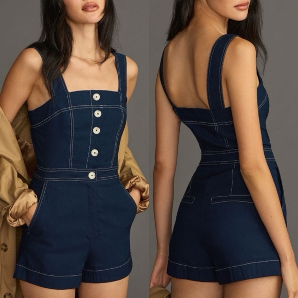 Anthropologie Maeve The Portside Button-Front Romper